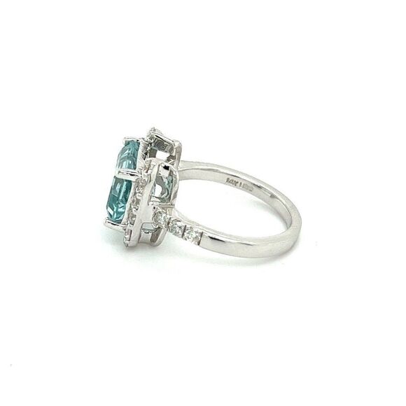 Natural Aquamarine Diamond Ring 6.5 14k Gold 6.09 TCW Certified $4,690 217095 - Picture 8 of 13